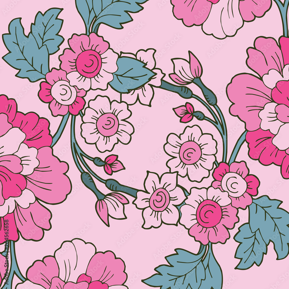 Floral bouquet pattern with small flowers and leaves Floral bouquet pattern with small flowers and leaves