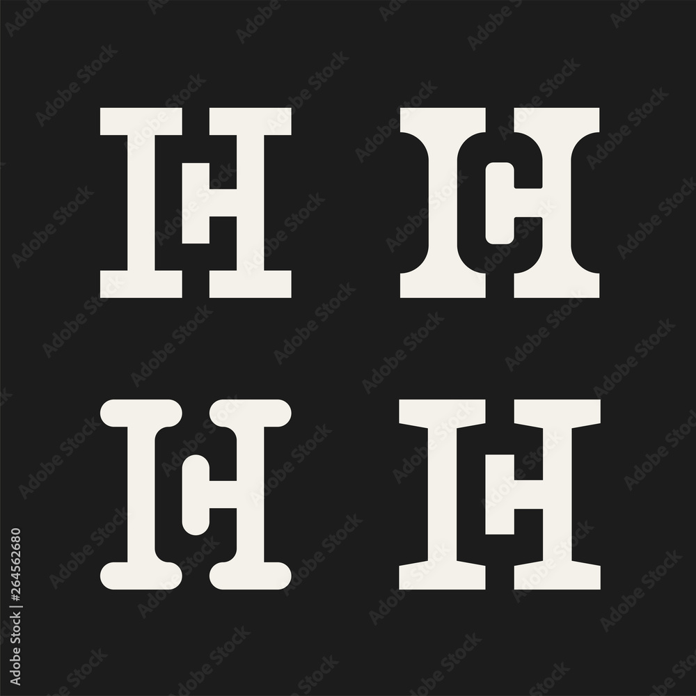 HC or CH Letter Initial Monogram. Minimal Geometric Creative Concept. Design Emblem Sign Template. HC or CH Letter Initial Monogram. Minimal Geometric Creative Concept. Design Emblem Sign Template.