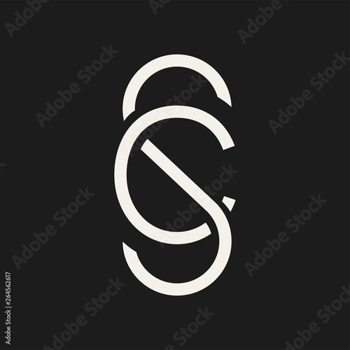 SC or CS Letter Initial Monogram. Minimal Geometric Creative Concept. Design Emblem Sign Template.