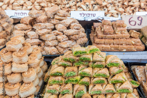 Food sold at the Mahane Yehuda Market in Jerusalem, Israel photo