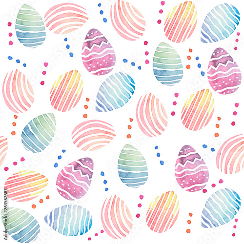 watercolor seamless pattern with colorful Easter eggs