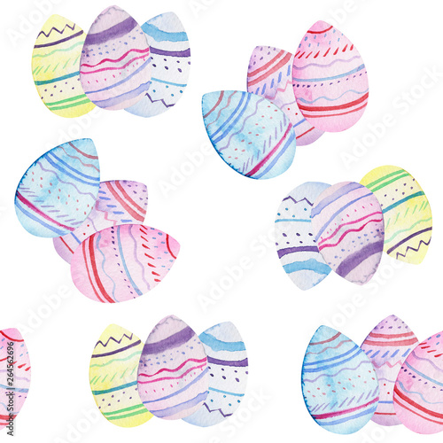 watercolor seamless pattern with colorful Easter eggs