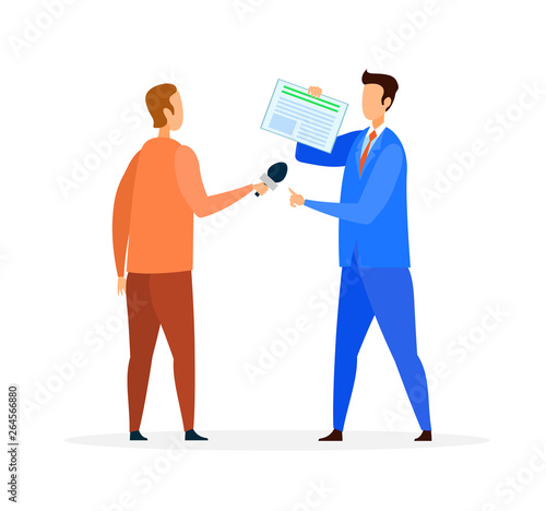 Reportage, Interview Flat Vector Illustration