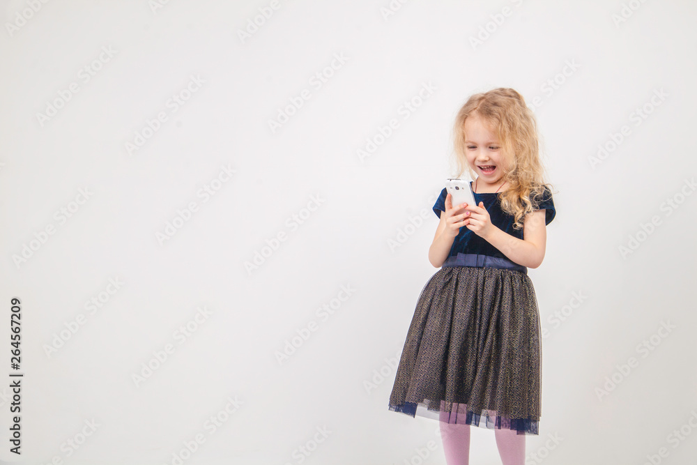Little girl emotional talking on mobile phone Little girl emotional talking on mobile phone