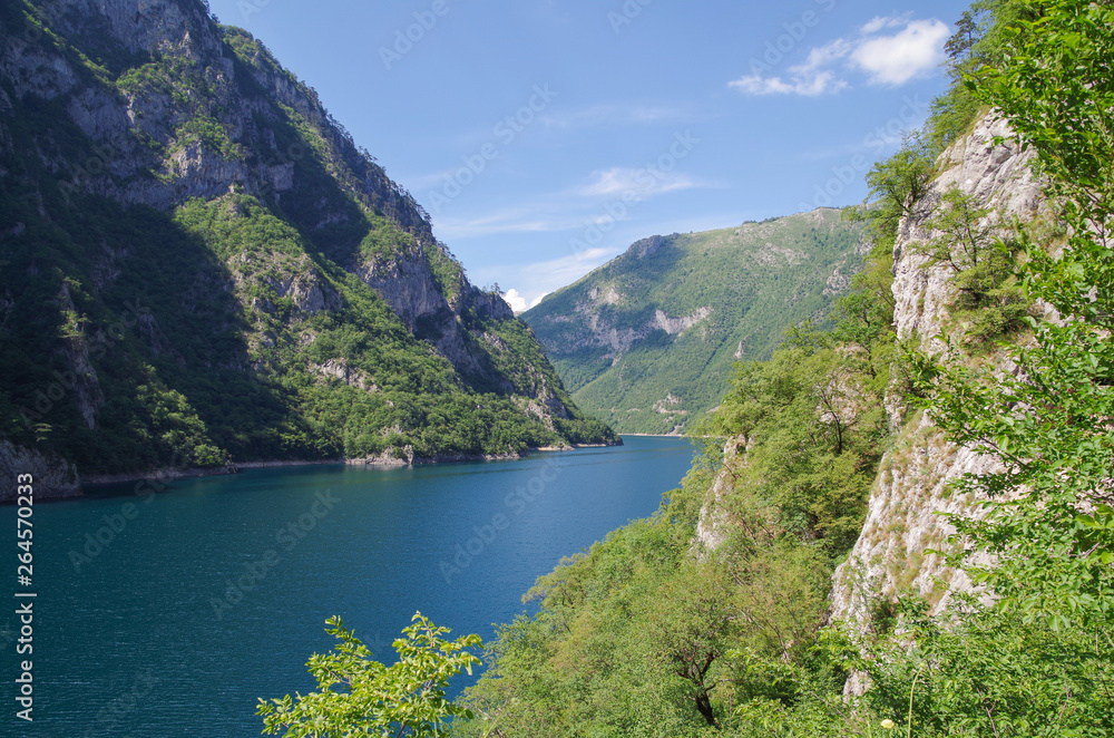 Lake Piva. Nature and travel. Montenegro, near border with Bosnia and Herzegovina