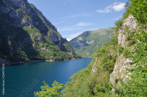 Fototapeta Naklejka Na Ścianę i Meble -  Lake Piva. Nature and travel. Montenegro, near border with Bosnia and Herzegovina