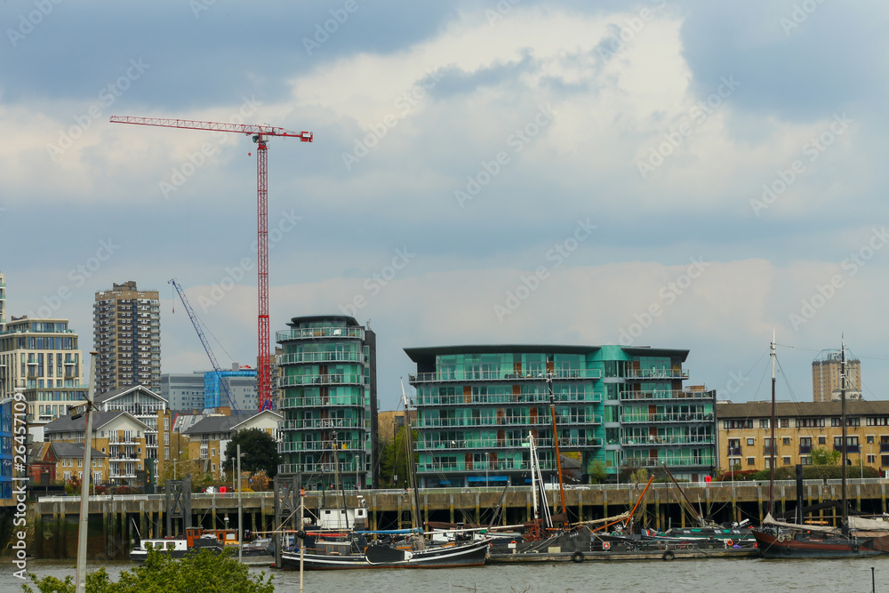 luxury apartments in front line on the river Thames in Wapping, London