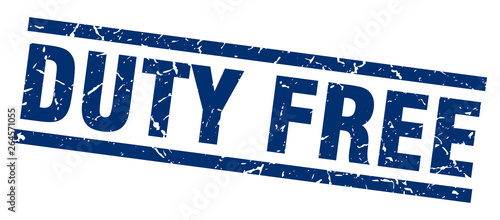 square grunge blue duty free stamp