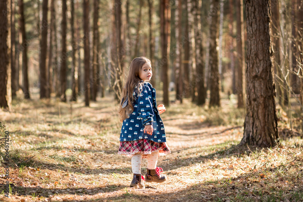 little girl in nature have fun and dance little girl in nature have fun and dance