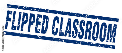 square grunge blue flipped classroom stamp