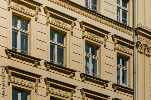 windows on period building facade -restored house, Berlin