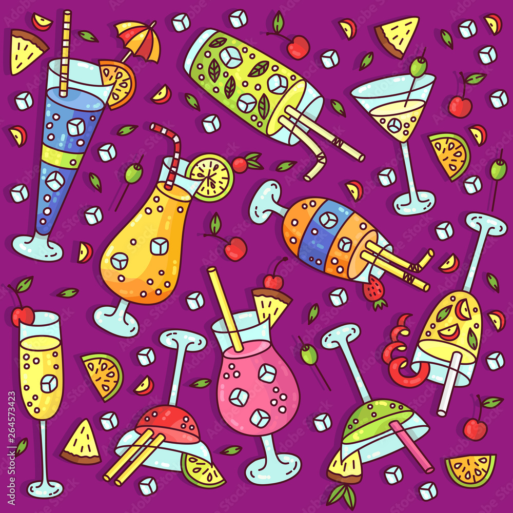 Cocktails vector set Cocktails vector set