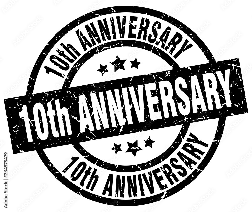 10th anniversary round grunge black stamp 10th anniversary round grunge black stamp