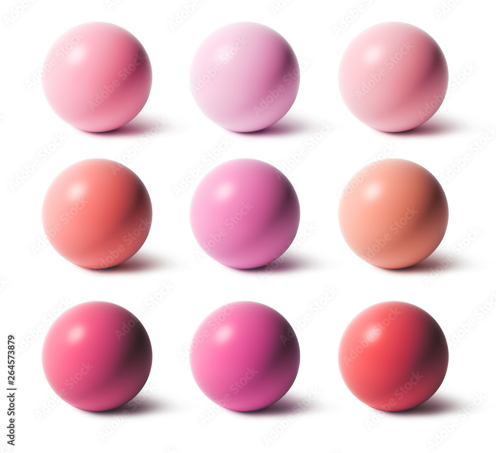 Samples of lipstick, blush, eyeshadow in the shape of a sphere. Smears of lipstick. Cosmetic smears of liquid. 3D illustration. Samples of lipstick, blush, eyeshadow in the shape of a sphere. Smears of lipstick. Cosmetic smears of liquid. 3D illustration.