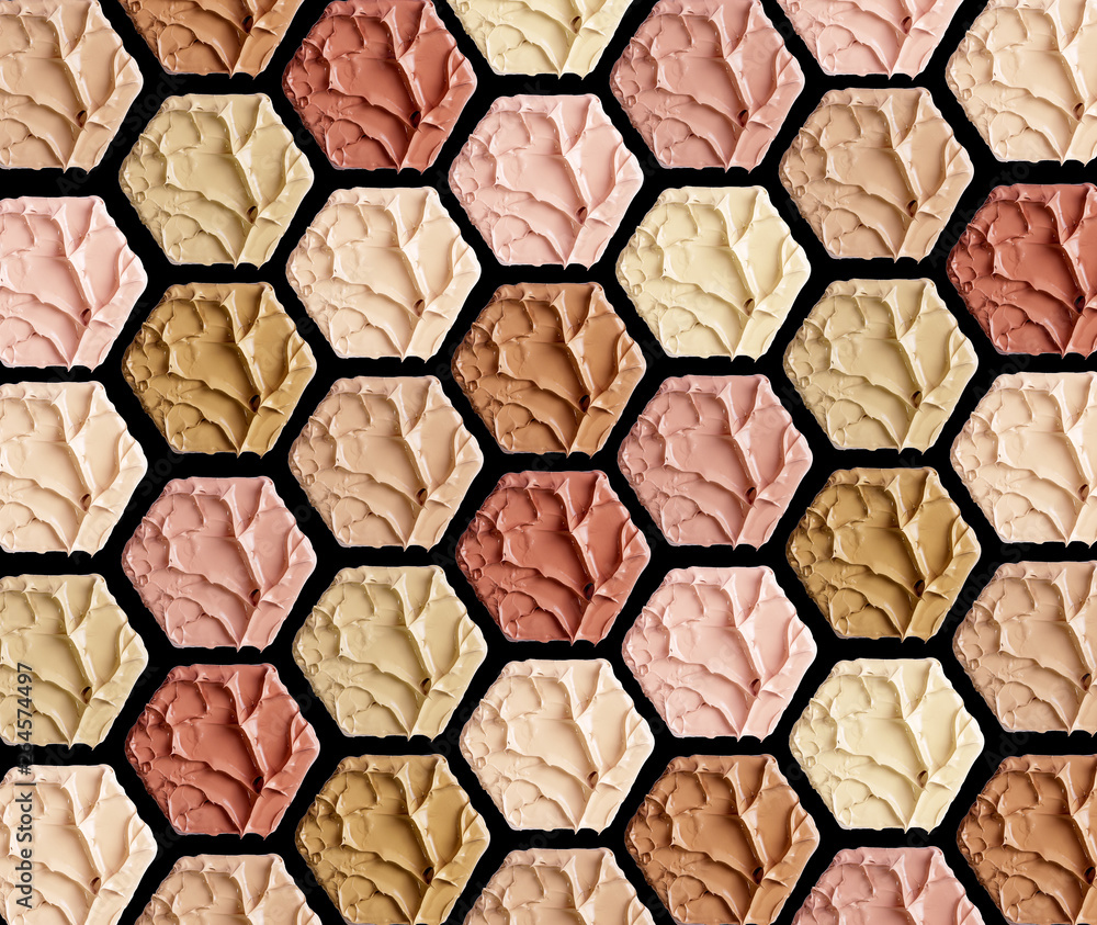 Smears of foundation for face.A smears of lipstick. Cosmetic smears of liquid. Samples of blush for the face. Smears of foundation for face.A smears of lipstick. Cosmetic smears of liquid. Samples of blush for the face.