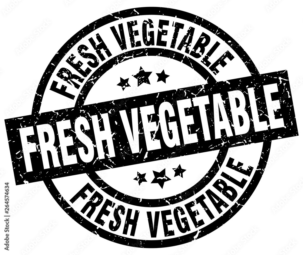 fresh vegetable round grunge black stamp
