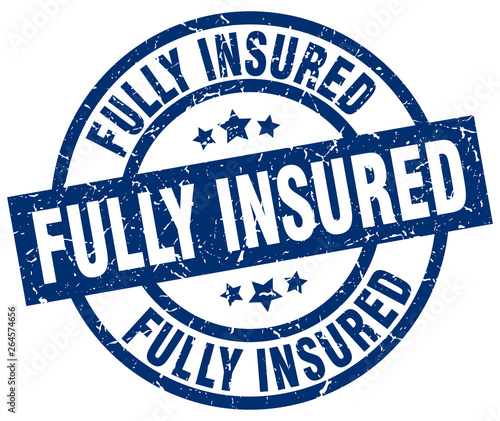fully insured blue round grunge stamp