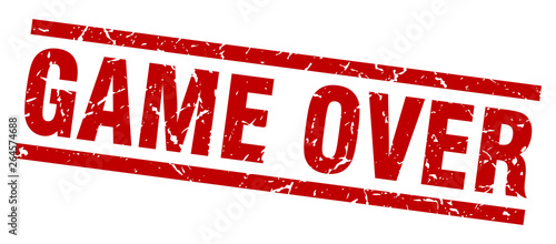 square grunge red game over stamp