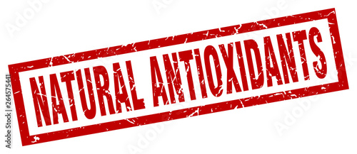 square grunge red natural antioxidants stamp