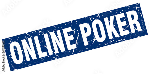 square grunge blue online poker stamp
