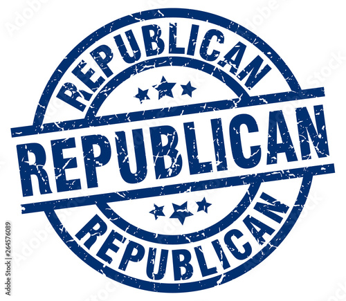 republican blue round grunge stamp