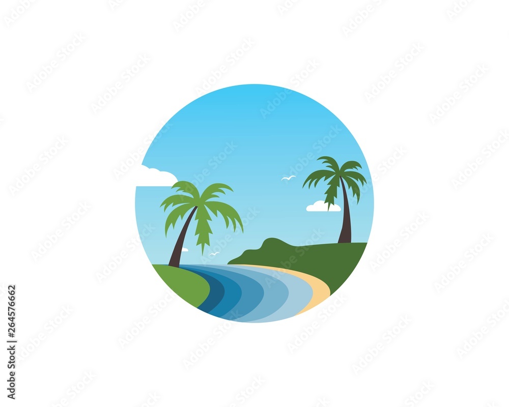 beach vector illustration icon of travel and holiday