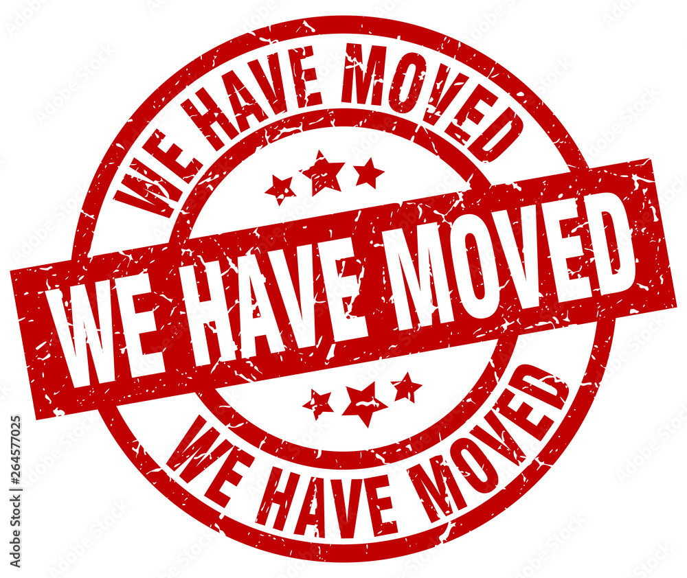 we have moved round red grunge stamp we have moved round red grunge stamp