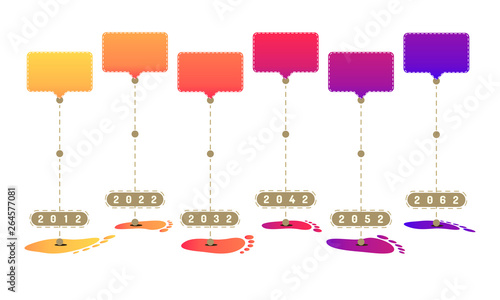 sideview footprint way roadmap timeline elements with markpoint graph think search gear target icons. vector illustration eps10