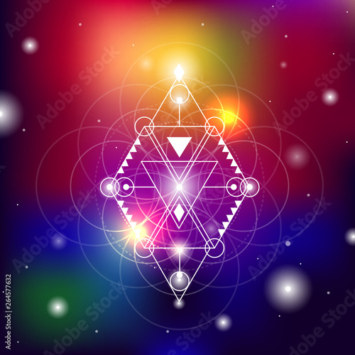 sacred geometry vector illustration set with watercolor spice background. Good for logo, design of yoga mat and clothes.