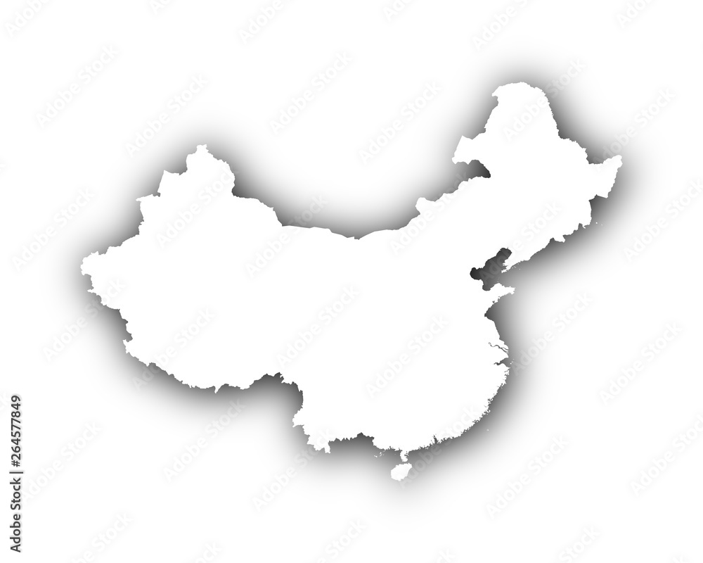 Karte von China mit Schatten