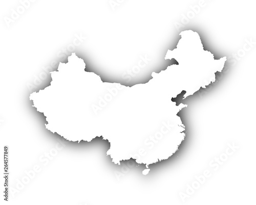 Karte von China mit Schatten