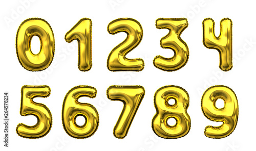 isolated numbers illustrtation of metallic balloons