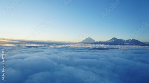 Kamchatka mountains clouds and volcanoes