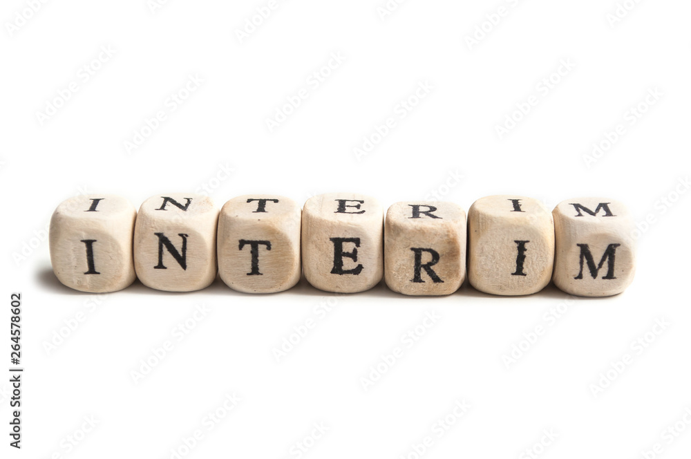 concept word on wooden cube on white background - Interim concept word on wooden cube on white background - Interim