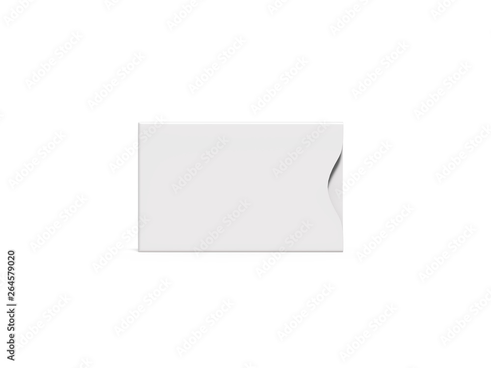 White blank sleeve for debit card, credit card and gift card, mock up template on isolated white background, 3d illustration White blank sleeve for debit card, credit card and gift card, mock up template on isolated white background, 3d illustration