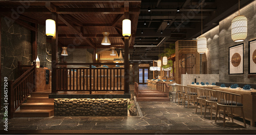 3d render of cafe restaurant