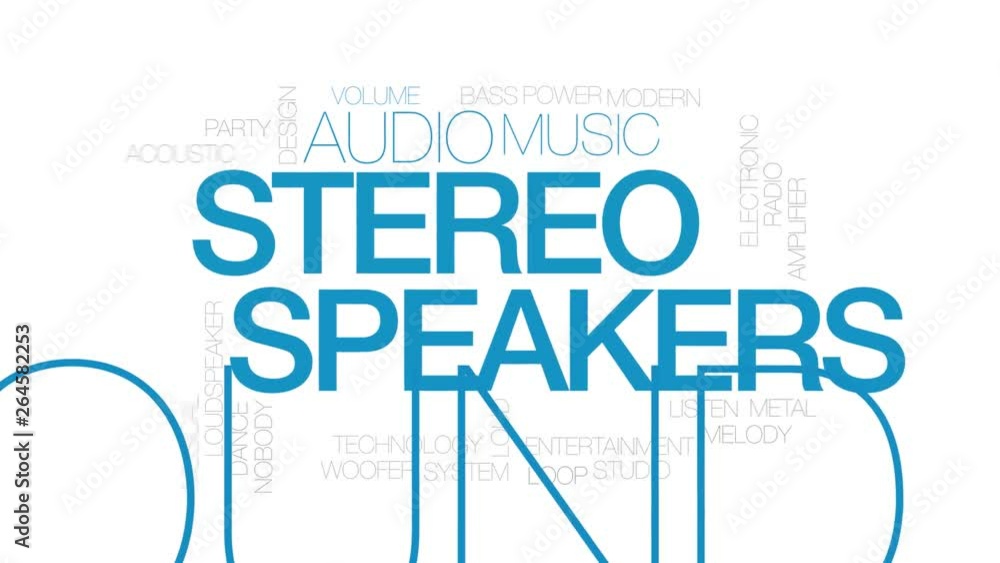 Stereo speakers animated word cloud. Kinetic typography. Stereo speakers animated word cloud. Kinetic typography.