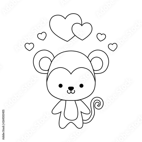 cute monkey animal with hearts love