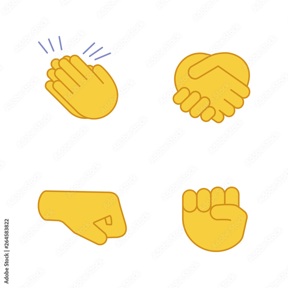 Hand gesture emojis color icons set Hand gesture emojis color icons set
