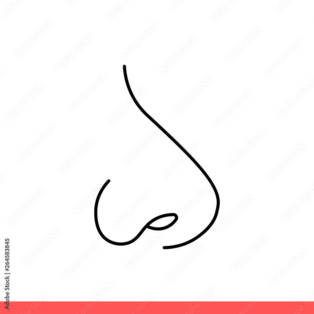 Nose vector icon, smell symbol. Simple, flat design on white background Nose vector icon, smell symbol. Simple, flat design on white background