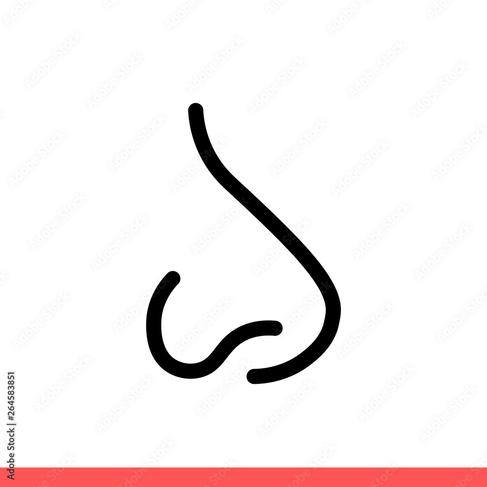 Nose vector icon, smell symbol. Simple, flat design on white background