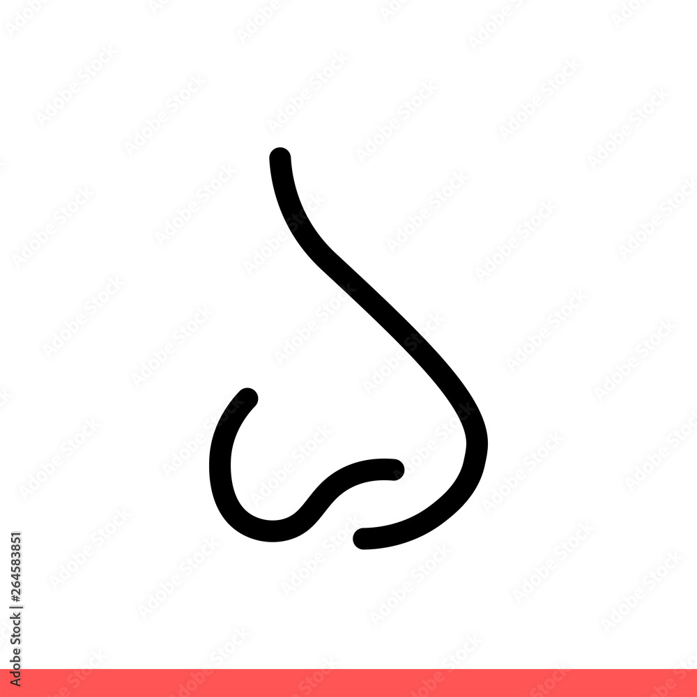 Nose vector icon, smell symbol. Simple, flat design on white background Nose vector icon, smell symbol. Simple, flat design on white background