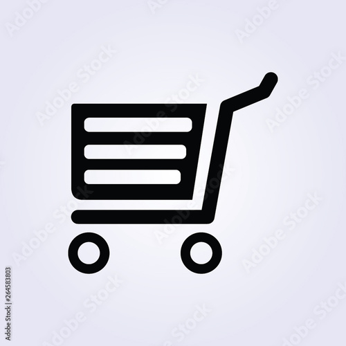 trolley, shopping, market basket, web store simple icon black on white photo