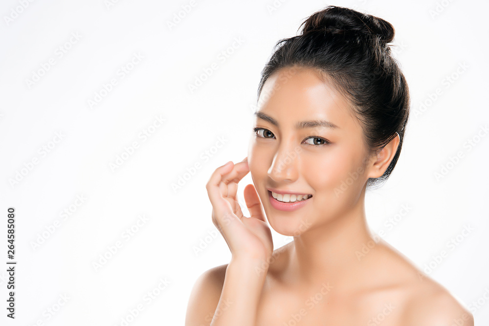 Beautiful Young asian Woman with Clean Fresh Skin