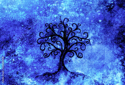 tree of life symbol on structured background, yggdrasil. photo