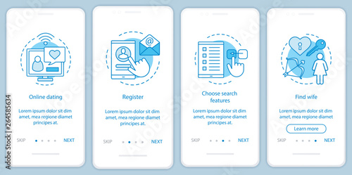Online dating mobile app page screen