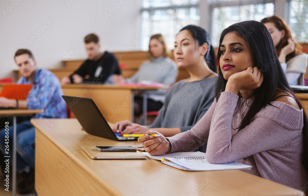 Multinational group of students in an auditorium Multinational group of students in an auditorium