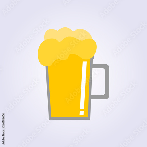 Mug of beer icon on light grey background yellow