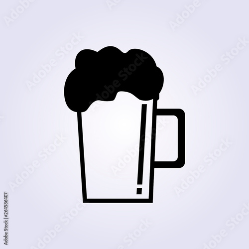 Vector black beer glass on light background icon.
