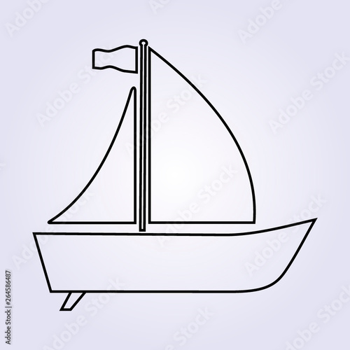 black line Sailboat on light grey background icon